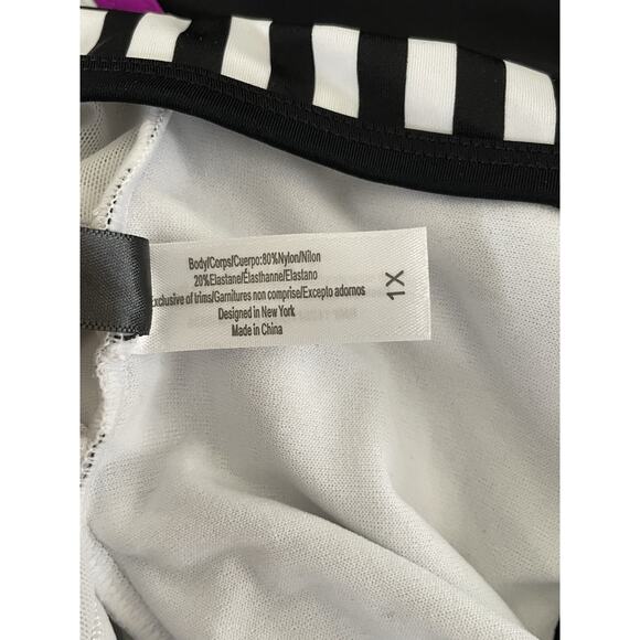 Adore Me Swim One Piece Swimsuit Striped Lace Up Back Swimwear - Picture 9 of 9